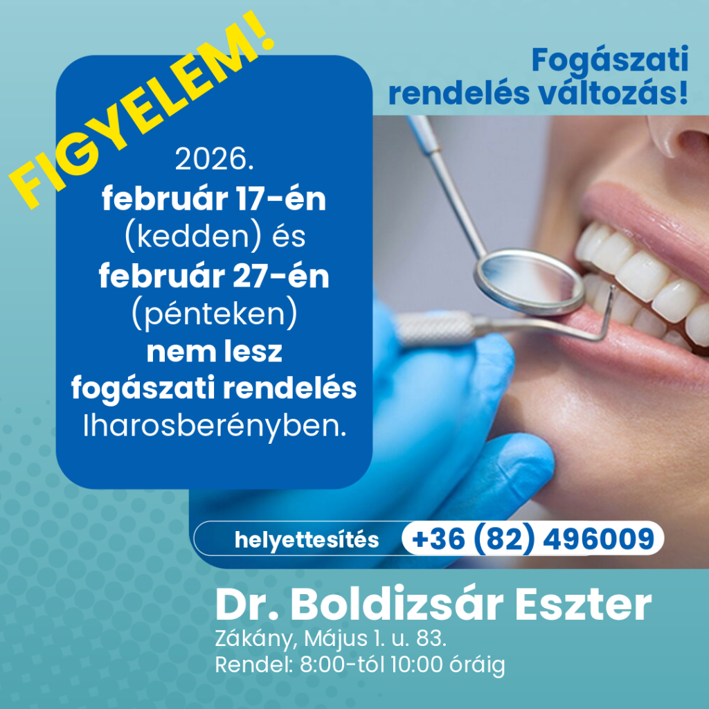 Read more about the article FOGÁSZATI RENDELÉS INFORMÁCIÓ